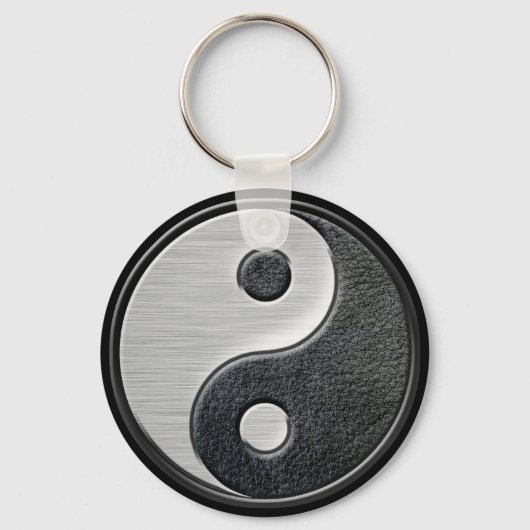 Porte-clés Effet en cuir et acier Yin Yang Graphic (Recto)