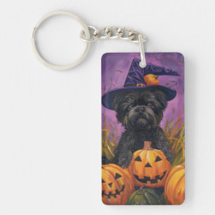 Porte-clés Éffrayant Affenpinscher Halloween sorcière et Citr