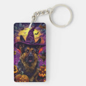 Porte-clés Éffrayant allemand berger Halloween sorcier Citrou (Dos)