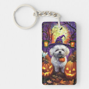 Porte-clés Éffrayant Bichon Frise Halloween sorcière et Citro