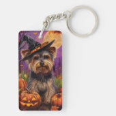 Porte-clés Éffrayant Biewer Terrier Halloween Witch Et Citrou (Dos)