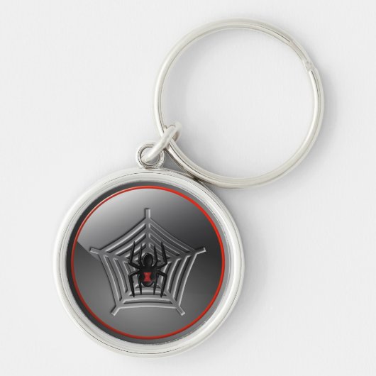 Porte-clés Éffrayant Halloween Black Widow Spider sur le Web (Devant)
