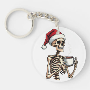 Porte-clés Éffrayant Halloween Sipping Café Noël Père Noël