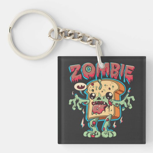 Porte-clés Éffrayant Halloween Zombie Toast Funny Halloween c (Devant)