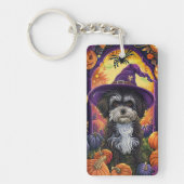 Porte-clés Éffrayant Havanais Chien Halloween sorcière et Cit (Devant)