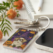 Porte-clés Éffrayant Pekingese Chien Halloween sorcière et Ci (Devant droit)