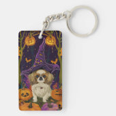 Porte-clés Éffrayant Pekingese Chien Halloween sorcière et Ci (Dos)