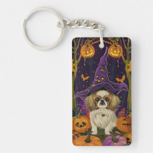 Porte-clés Éffrayant Pekingese Chien Halloween sorcière et Ci