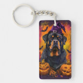Porte-clés Éffrayant Rottweiler Chien Halloween sorcière et C (Devant)