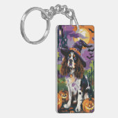Porte-clés Éffrayant Springer Spaniel Halloween Witch Citroui (Devant gauche)