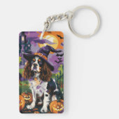 Porte-clés Éffrayant Springer Spaniel Halloween Witch Citroui (Dos)