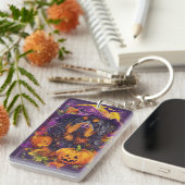 Porte-clés Éffrayant Tibétain Mastiff Chien Halloween Citroui (Devant droit)