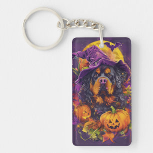 Porte-clés Éffrayant Tibétain Mastiff Chien Halloween Citroui