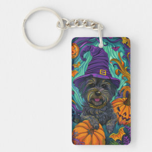 Porte-clés Éffrayant Tibétain Terrier Chien Halloween Citroui