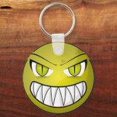 Porte-clés Effrayant visage de dessin vert en colère (Recto)