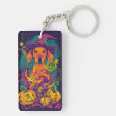 Porte-clés Éffrayant Vizsla Chien Halloween sorcière et Citro (Dos)