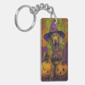 Porte-clés Éffrayant Weimaraner Chien Halloween sorcière et C (Devant gauche)