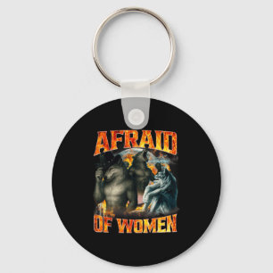 Porte-clés Effrayé des femmes drôle de mème de loup alpha Cri