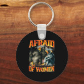 Porte-clés Effrayé des femmes drôle de mème de loup alpha Cri (Recto)