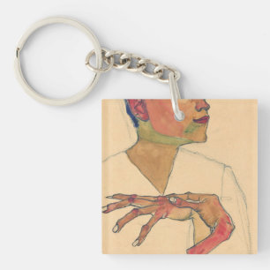 Porte-clés Egon Schiele Autoportrait Avec Les Mains Sur La Po