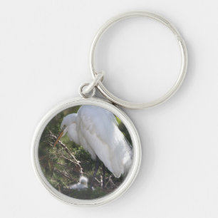 Porte-clés Egret neigeux avec Porte - clé bébé