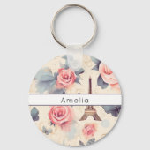 Porte-clés Eiffel Tower Butterfly and Roses Pattern (Recto)