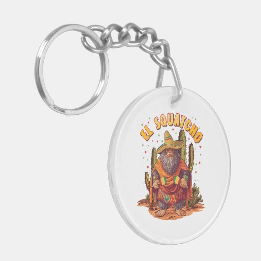 Porte-clés El Squatcho Bigfoot avec Maraca, Sombrero et Ponc (Devant gauche)