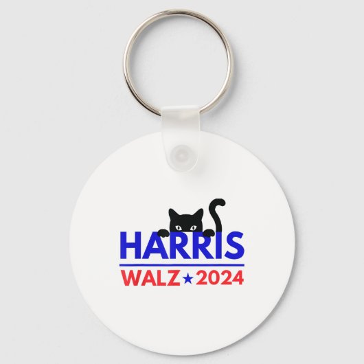 Porte-clés Élection de chat drôle de Walz 2024 Kamala Harris  (Recto)