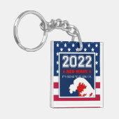 Porte-clés Élections de mi-mandat 2022 ROUGE WAVE US Drapeau (Devant gauche)