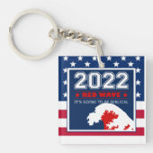 Porte-clés Élections de mi-mandat 2022 ROUGE WAVE US Drapeau (Devant)