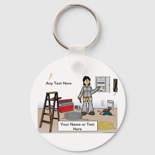 Porte-clés Électricien personnalisé - Dessin féminin (Recto)