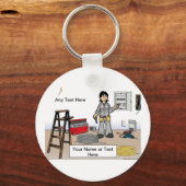 Porte-clés Électricien personnalisé - Dessin féminin (Recto)