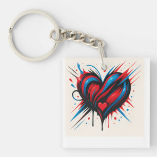 Porte-clés "Electro Passion Coeur - Vibrant Amour Abstrait T-