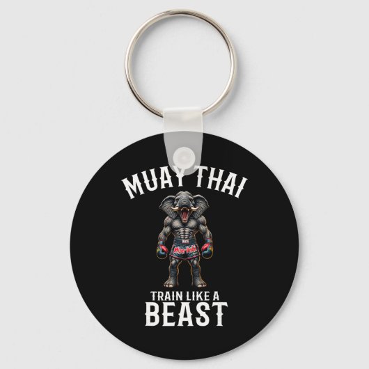 Porte-clés Éléfant de Muay Thai drôle - Kickboxing et éléphan (Recto)