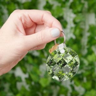 Porte-clés Élégance d'émeraude : Feuilles verts en coupe diam