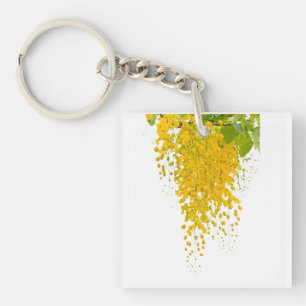 Porte-clés Élégance Dorée Cascade Ensoleillée Fleurs Dorées B