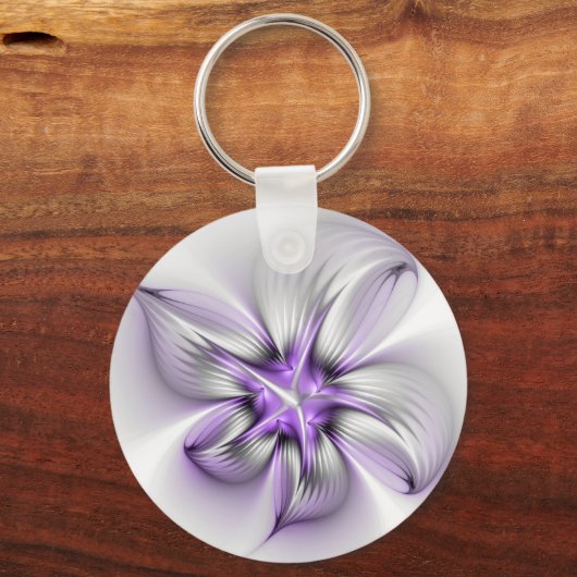 Porte-clés Élégance florale Art Abstrait Violet Fractal moder (Verso)