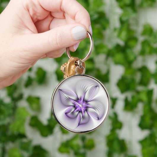 Porte-clés Élégance florale Art Abstrait Violet Fractal moder (Main)