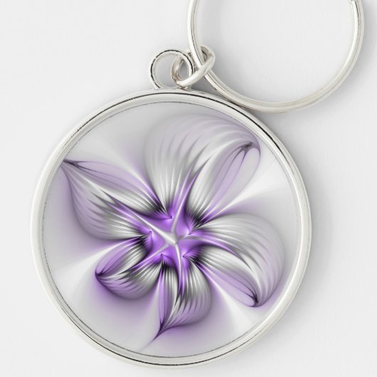 Porte-clés Élégance florale Art fractal violet abstrait moder (Devant)