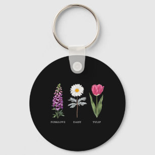 Porte-clés Élégance florale Foxglove Daisy Tulip Design
