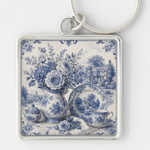 Porte-clés Élégance Porcelaine Vintage Bleu Et Blanc