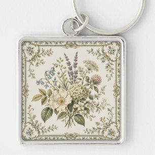 Porte-clés Élégance Porcelaine Vintage Patrimoine Botanique