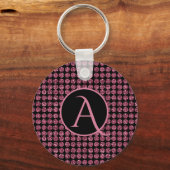 Porte-clés Élégance vintage Diamant rose Gem Motif Monogramme (Recto)