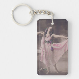 Porte-clés Élégance vintage en Robe Florale Rose