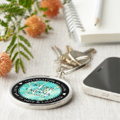 Porte-clés Élégant 44ème anniversaire de Mariage turquoise (Côté)