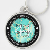 Porte-clés Élégant 44ème anniversaire de Mariage turquoise (Devant)