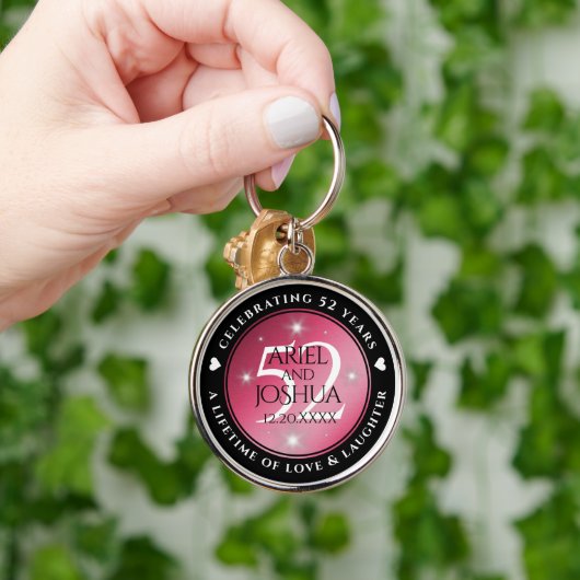 Porte-clés Élégant 52ème anniversaire de Mariage de rubis éto (Main)