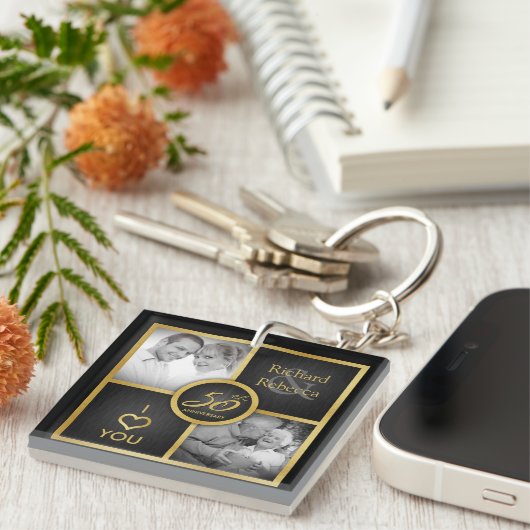 Porte-clés Elégant "à l'époque et maintenant" Black and Gold  (Devant Droit)