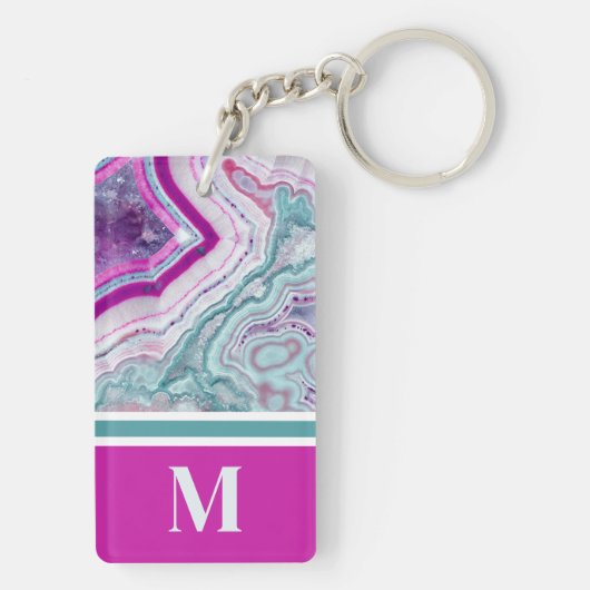 Porte-clés Élégant Agate tendance élégant Monogramme initial (Dos)