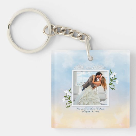 Porte-clés Elegant Ajouter votre propre Mariage photo Porte - (Devant)